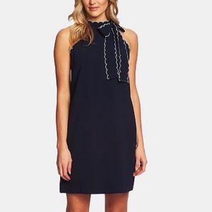 CeCe High Neck Scallop Trim Shift Dress